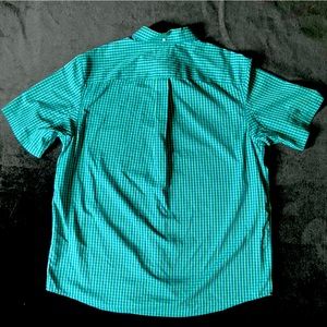 Duluth Men's Wrinkle Fighter Short Sleeve Magnetic Buttons Green Plaid Shirt L